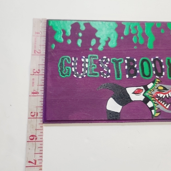 Halloween Wedding Party Hand Painted Beetlejuice Guest Book Sign - Picture 9 of 10